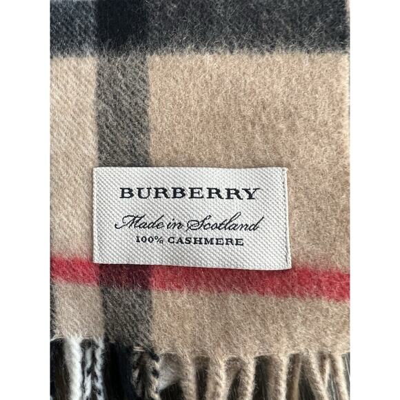 Authentic BURBERRY UNI Kids Beige / Stone HERITAGE Cashmere Check Scarf EUC - Picture 3 of 7
